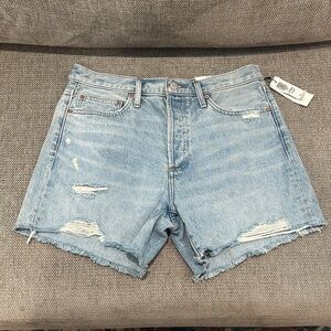 Denim Forum Light Blue Distressed Jean Shorts